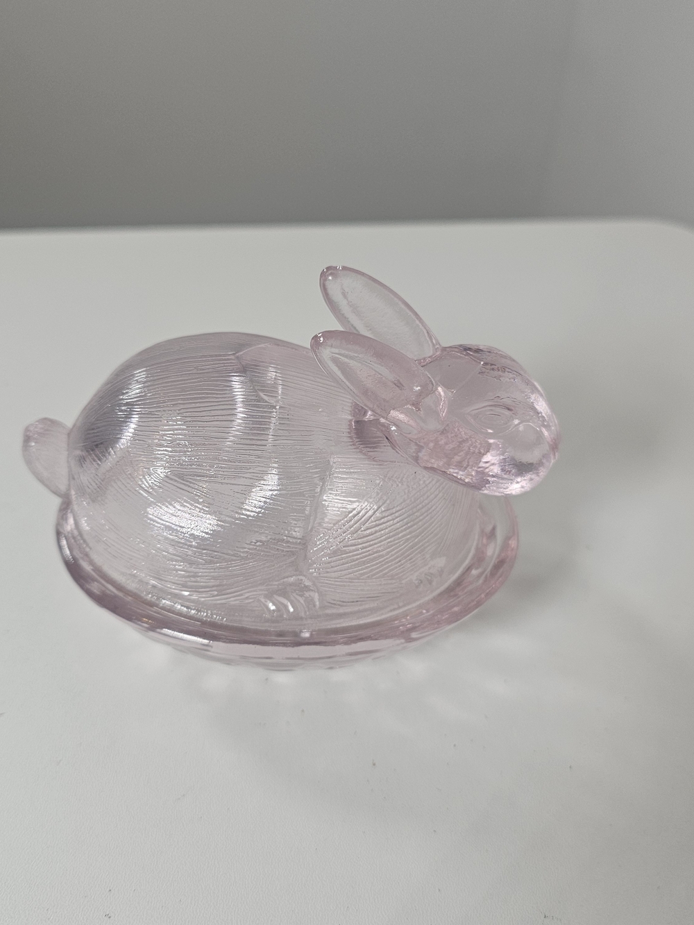Pink Glass Bunny Trinket Dish